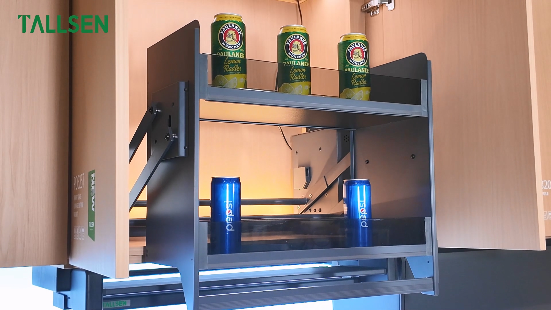 PO6257 kjøkkenskap vippearm glass elektrisk løftekurv, image size:1920x1080