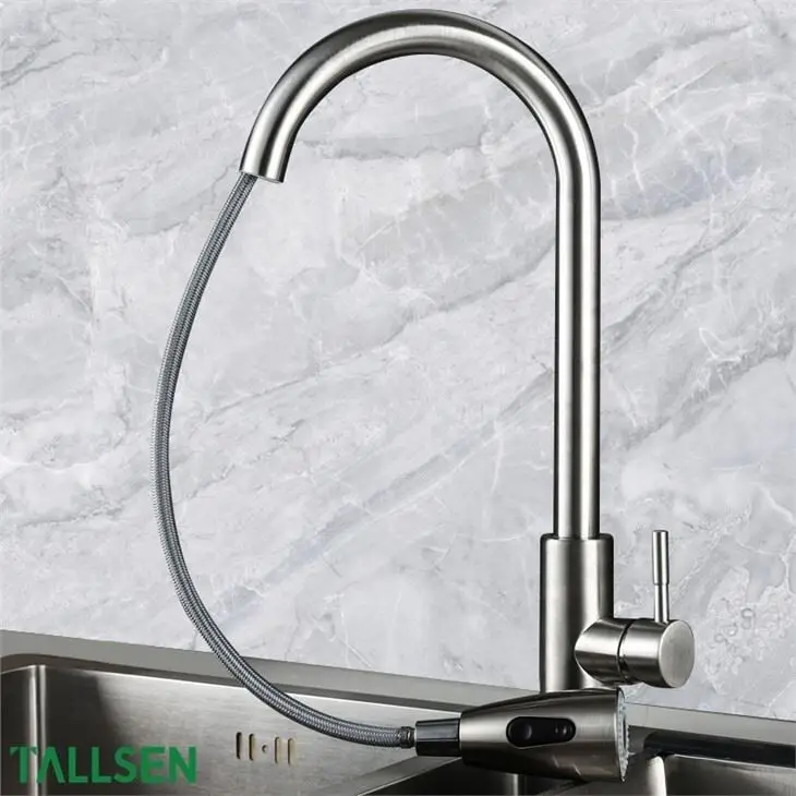 Faucet ເຮືອນຄົວສະແຕນເລດທີ່ມີເຄື່ອງພົ່ນດຶງລົງ 1
