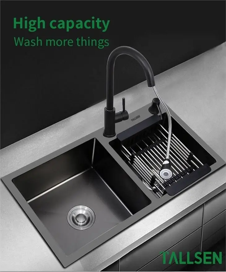 Lavelli da cucina a due vasche nero opaco 1