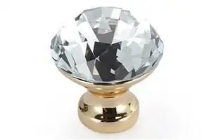 Bright Crystal Glass Round Diamond Drawer Cabinet Pull Handle with One Hole 1